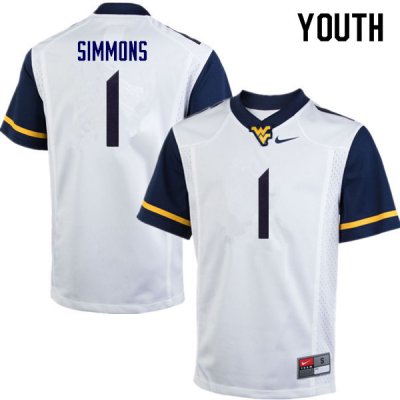 Youth West Virginia Mountaineers NCAA #1 T.J. Simmons Navy Authentic Nike Stitched College Football Jersey FA15V60TT